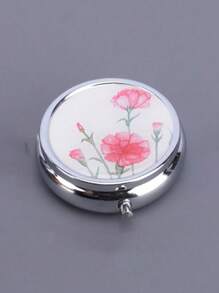 1 件花卉图案可折叠药品收纳盒，薄荷绿不锈钢圆形药丸分配盒，适用于户外、便携式配件收纳 - 薄荷綠 - 查看 19