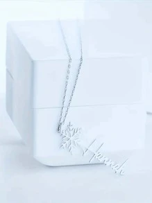 1 件雪花与垂直名字吊坠项链，波西米亚简约风格，18K 镀金不锈钢，女士个性化珠宝，圣诞节和母亲节的理想礼物，适合派对和节日庆祝 - 款式1 - 查看 3