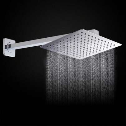 42cm (16-Inch) Chrome Square Shower Extension Arm, Wall-Mounted For Rainfall Shower Heads, Bathroom Fixture For Home And Gym Home Bathroom Decor Summer Back To School
