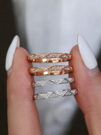 1 件时尚百搭 Ins 风格 S925 纯银菱形方晶锆石奢华戒指，适合女性日常佩戴、节日派对珠宝礼物