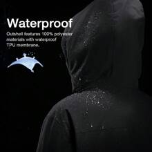 CAMEL CROWN 男士防水冬季滑雪服，带保暖内衬，防风防雪，适合户外徒步和登山 - 黑色 - 查看 4