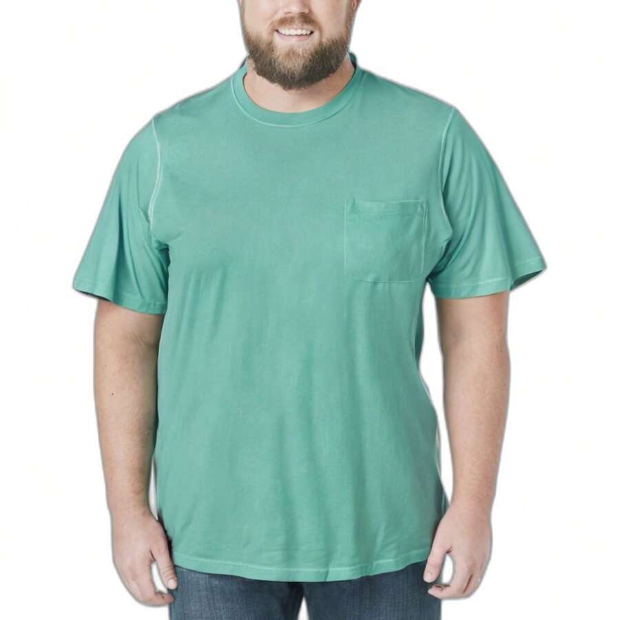 KingSize Men's Big & Tall Shrink-Less Lightweight Pocket Crewneck T-Shirt - 潮汐綠 - 查看 1