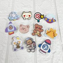 11 件/套彩色卡通宇宙飞船、兔子、熊、鸭子胸针装饰，适合男士、女士、儿童、情侣、生日、节日、学校、旅行、野餐、露营、购物等礼物。（注意：特殊情况下某些设计可能会随机替换） - 彩色 - 查看 2