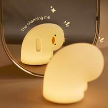 GLOOPRO 1pc Charming Duck Shaped Silicone Night Light, Tap Control 3 Brightness Levels, USB Rechargeable With Timer, Soft Lighting For Bedroom, Desk, Christmas & Birthday Gift For Friends & Family
