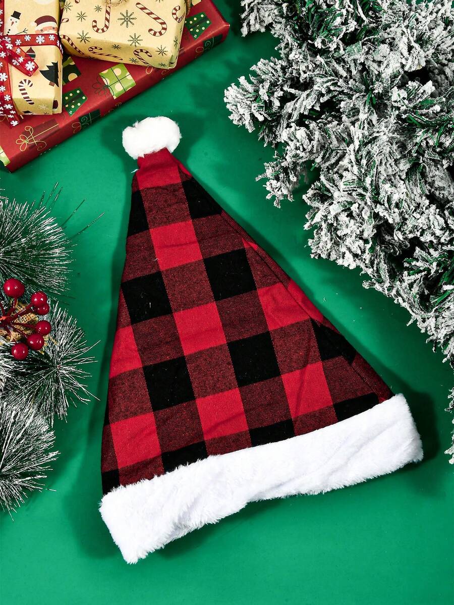 Sombreros navideños, sombreros a cuadros navideños, sombreros de utilería para fotografía navideña, sombreros decorativos navideños - Multicolor - Ver 1