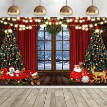1 pieza Tela de fondo para fotografías de Navidad para decoración de fiesta de cumpleaños, boda y celebración - Multicolor - Ver 1