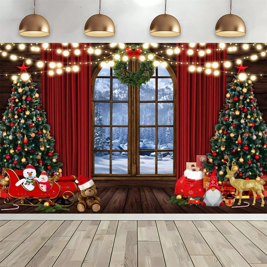 1 pieza Tela de fondo para fotografías de Navidad para decoración de fiesta de cumpleaños, boda y celebración - Multicolor - Ver 1
