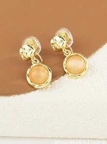 1 Đôi Hoa tai kẹp đá quý màu hồng thời trang, phù hợp với các cô gái không xỏ lỗ tai - Màu Hồng baby - Xem 1