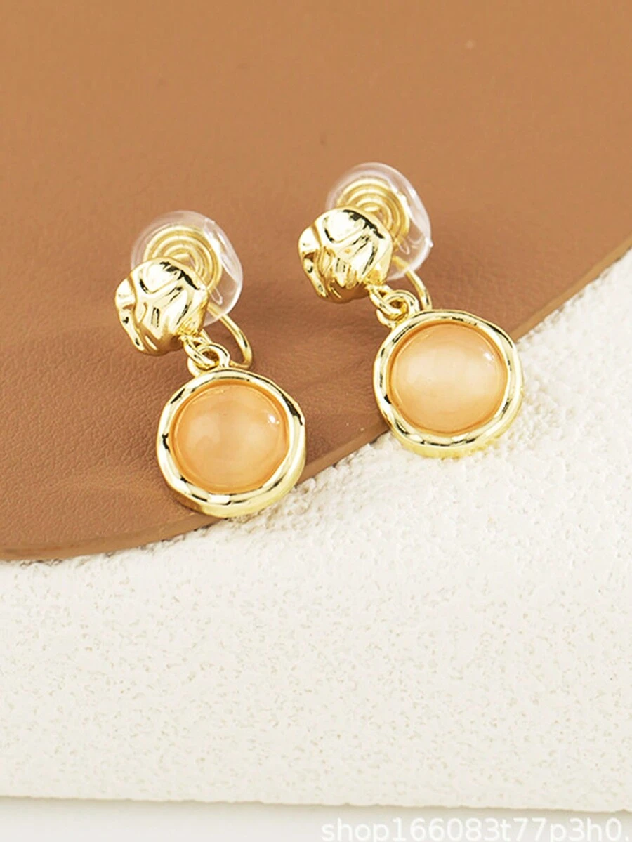 1 Đôi Hoa tai kẹp đá quý màu hồng thời trang, phù hợp với các cô gái không xỏ lỗ tai - Màu Hồng baby - Xem 1