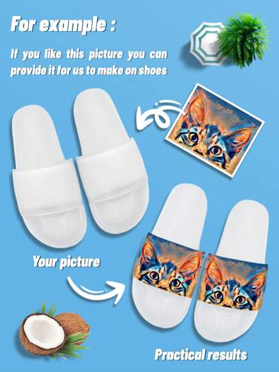Customized Women Beach Slippers 3D Printed Photo Personalized Furniture Slippers, Comfortable For Indoor&Outdoor Beach, Gift For Mother/Father/Fiancee/Family/Friend/Sibling/Friend