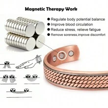 Twisted Pure Copper Bracelets Men Magnetic 12mm Wide Handmade Braided Health Energy Bangles Benefits Adjustable Open Cuff Jewelry Resizable