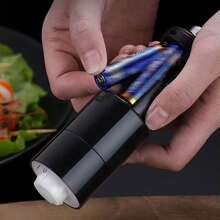 Electric Grinder Seasoning Pepper Salt Kitchen Cinnamon Cardamom Condiment Preparation Automatic Crusher Meal Recipe - Black - View 4