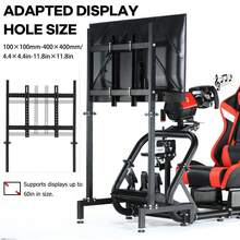 Minneer Racing Sim Cockpit With TV Stand & Wireless Speaker Seat Fit G29 G920 T300RS GT R12,Pedals Handbrake Steering Wheel Not Included - Red - View 3