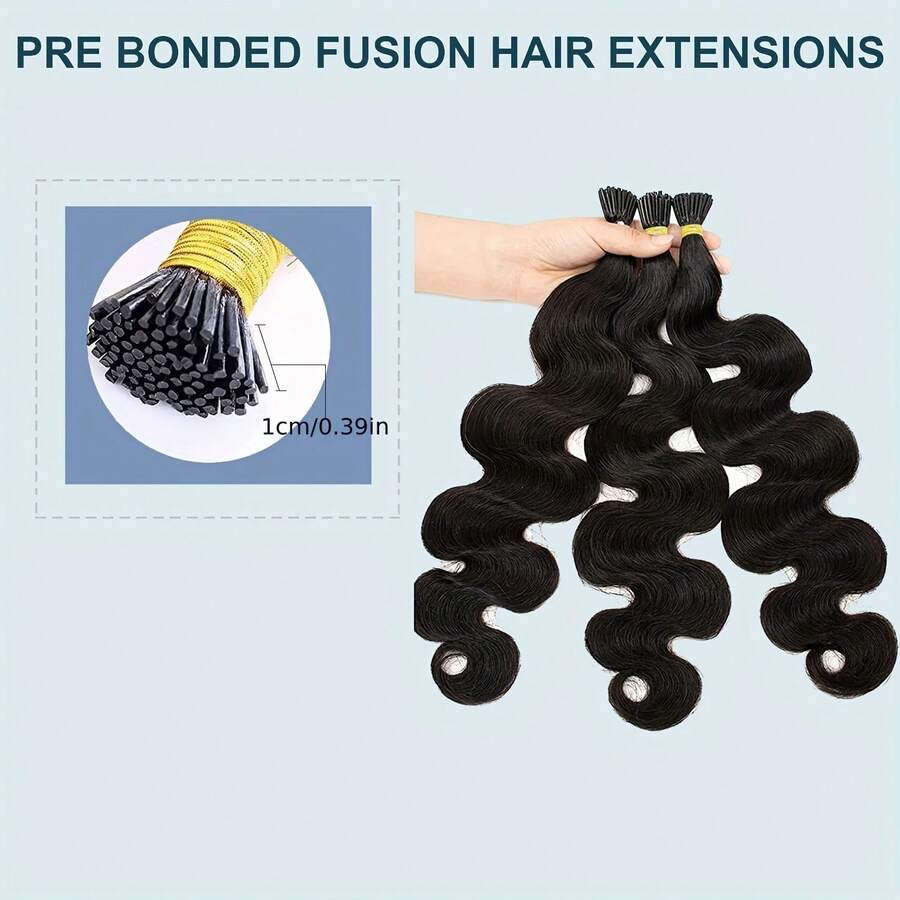 Extensiones de cabello humano con ondas corporales y microanillas, con extremos sanos, 50 piezas de cápsulas de queratina, ondas corporales, cabello natural