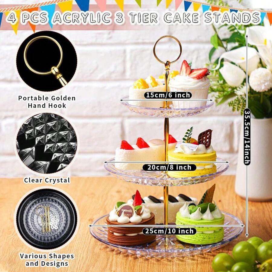 9Piece Acrylic Cake Stand Set Includes 4Piece 3Tier Cupcake Towers 4