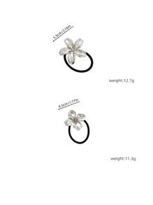 1 Stück minimalistischer chic Blumen Metall Scrunchie Haargummi, Europäisches und Amerikanisches Design Haargummis, Haargummis für den Pferdeschwanz, Haargummis, Haargummibänder, Scrunchies, Haargummi-Stretchbänder