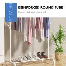 Heavy Duty Clothes Rail Rack Garment Hanging Display Stand Shoes Storage Shelves - White - View 7