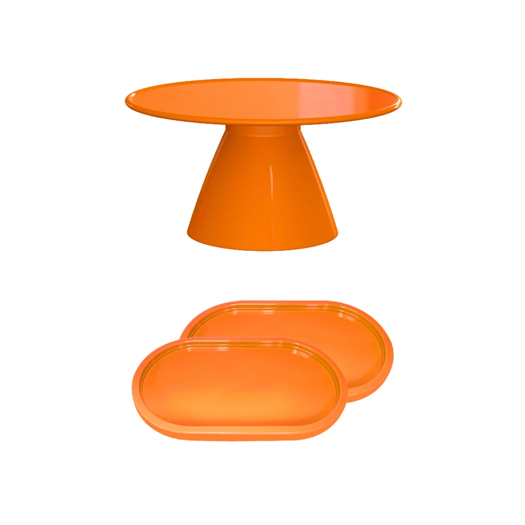 Party Kit 1 Plain Cake Stand 22cm + 2 Oval Trays 22cm - trái cam - Xem 1