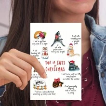 1 张，有趣的小猫圣诞贺卡礼物，送给朋友家人的生日贺卡祝福卡，圣诞节万圣节感恩节礼物，送给朋友家人的简单有趣的圣诞生日贺卡 - 均碼 - 查看 8