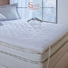 Pillow Top Mattress Protective Cover Double Standard Quilted Box White Extra Soft Anti-Allergic Silicone Blanket In Hipercal 400 Threads - trắng - Xem 2