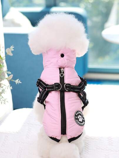 Casaco para animais de estimação de 3 camadas, grosso e quente, com coleira, tecido à prova d'água, adequado para outono/inverno, poodle, teddy, yorkshire e outras raças pequenas/médias, 4 cores disponíveis