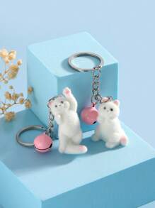 Cute Cartoon Flocked Lifelike 3D Mischievous Cat Ornament Keychain, Bell Keychain, Adorable Cartoon Animal Couple Pendant For Bag/Phone/Key, Party Car Accessories Bag Charm Backpack For School Animal Goth Y2k Christmas Gift Ideas Bag Accessories Lanyards With Id Holder Car Accessories Bag Charms Gifts For Mother, Father, Graduation, And Teacher - Multicolor - View 1