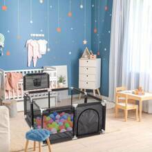 Large Playpen Portable Safety Yard Activity Center With Basketball Hoop UK