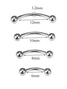 CIZME 女士 Rook 耳环 眉环 不锈钢 Rook 穿孔首饰 垂直唇钉 唇饰 16g 弧形杠铃 贴合耳甲表面 耳屏穿孔首饰 银色 金色 黑色 Rook 首饰 6mm 8mm 10mm 12mm - curved barbell - 查看 2