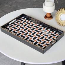 Zosenley Rectangular Tray - Decorative Tray, Plastic Tray With Handles Modern Vanity Tray Serving Tray For Ottoman, Coffee Table, Kitchen And Bathroom Halloween Christmas Costume Gifts 15.7 X 10.2 Inch Bathroom Decor Summer Back To School