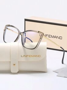 LINFEMAND 时尚猫眼独特装饰透明镜片眼镜，适合女性日常佩戴和节日礼物 女士眼镜配件 - 無色 - 查看 12