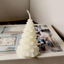 1pc, Handmade Christmas Tree Shaped Scented Candles, Slight Color Difference, Suitable For Home Decor, Restaurant, Birthday, Party, Bathroom Aromatherapy Christmas Decorations Room Decor, Christmas Gifts