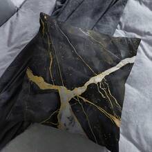 4 pezzi Federe per cuscini in stile nordico minimalista, con motivi geometrici astratti e liquidi, per decorazione casa, adatte per soggiorno, camera da letto, divano, sedia da pranzo (40x40cm, 45x45cm) - nero - Visualizzare 3