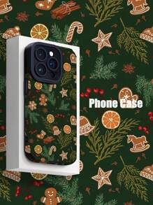 WeiMi Christmas2024 1pc Christmas Green Branch Pattern Striped Faux Leather Texture Classic Anti-Drop Soft Protective Phone Case Compatible With IPhone And Samsung S15/S15+/S15Pro/S15ProMax - Multicolor - View 1