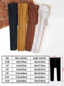 4pcs Girls Plain Cropped Tights, Suitable For Everyday Wear - Multicolor - View 3