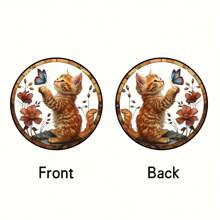 1pc Acrylic Small Cat & Butterfly Sun Catcher, 2D Painted Glass Window Hanging Decor, Suitable For Porch, Patio, Garden, Bedroom, Gift For Pet Lovers,Home Decor ,Room Decor,Wall Decor