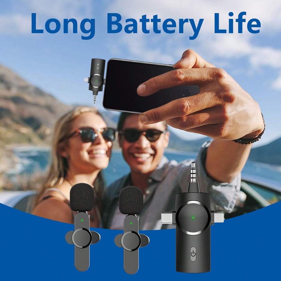 3 In 1 Mini Microphone Wireless Lavalier Microphones Compatible With