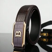 1pc Men's Business Crocodile Grain Leather Automatic Buckle Belt, Casual Style Summer, School Casual, Business, Boyfriend Husband Father Dad Men Gift, Daily Wear, Fashion, Teen, Outdoor, Vacation, Athletic, Travel, Street, Boho, Vintage Fall, Autumn, Halloween Autumn-Winter Accessories, Suitable For Teens, Youth, Men, Casual, Outdoor, Athletic, Vacation, Graduation Gifts, Birthday, Daily Wear - Multicolor - View 9