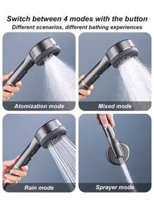 3pcs/Set New High-Quality 4-Gear With Filter Shower Head, 1.5m Stainless Steel Hose, ABS No-Drill Wall Mount Bracket