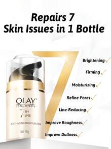Olay 多功能紧致保湿霜，抗衰老，减少皱纹，紧致肌肤，50克（1.75盎司）瓶装，淡雅香氛，乳霜质地，易于吸收，修复7大肌肤问题，蕴含绿茶提取物和维生素E，多效合一，保湿滋养，补水保湿，适合所有肤质，修复受损肌肤，日常护理，夜间修护，节日礼物，旅行装 - 7合1多效晚霜 - 查看 2