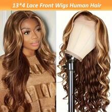 250% Density Highlight Body Wave Wig 13x4 Lace Front Human Hair Wig P4/27 Colored Ombre 13X4 Lace Frontal Wigs For Women Pre Plucked With Baby Hair 30Inch - SP4/27 - 查看 4