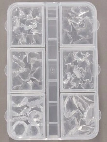 6 隔层亚克力指甲装饰 DIY 指甲宝石，不对称形状，带透明 AB，白色透明底座，适用于假指甲 - 無色 - 查看 4