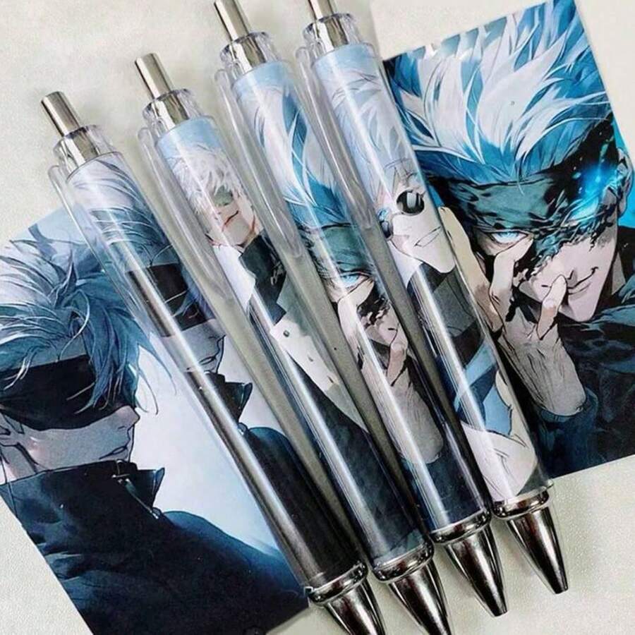 4Pcs Spell Back To War Gojo Goku Push Action Neutral Pen Handsome Anime