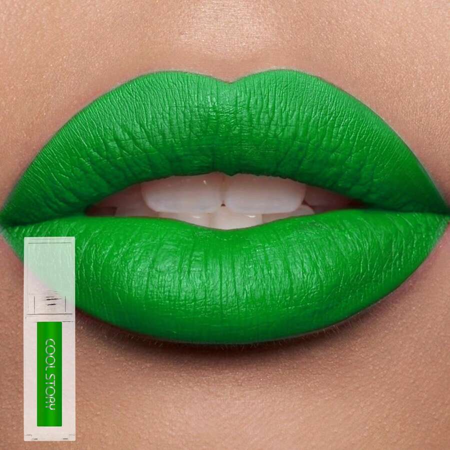 coolstory 2.5 毫升哑光唇膏，圣诞节绿色，不脱色，防水，高色素，大胆色彩 - 綠色 - 查看 1