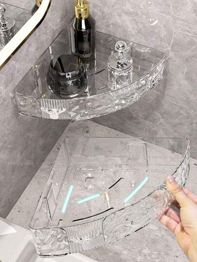 High-End Triangular Bathroom Storage Rack, Wall Mounted Toilet Vanity Organizer, No Drilling Required Home Bathroom Decor Bathroom Organizer Fall Decor Back To School