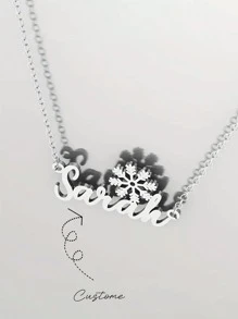 1 chiếc vòng cổ hình bông tuyết mùa đông tùy chỉnh có tên cá nhân, quà tặng Giáng sinh, hỗ trợ 1-10 chữ cái (chỉ có tiếng Anh) - Phong cách 3 - Xem 1