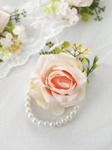 6 件/1 件女士婚礼腕花，新娘伴娘腕花姐妹森系风格清新美丽的人造珍珠手链，非常适合派对、舞会、宴会、婚礼装饰仪式周年纪念情人节情人节 - 女士 手腕花 - 查看 11