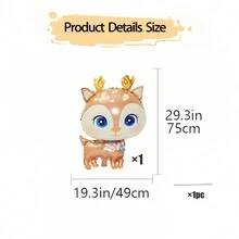 3 件装鹿形铝箔气球，卡通动物林地主题气球，野生动物主题生日派对装饰，圣诞节和节日派对装饰 - 彩色 - 查看 10