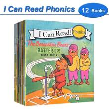 Lachilly 12Book/Set Phonics Fun!: Includes 12 Mini-Books Featuring Short And Long Vowel Sounds Paperback, Children Bedtime English Reading Book,I Can Read Phonics Pocket Book