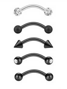 CIZME 女士 Rook 耳环 眉环 不锈钢 Rook 穿孔首饰 垂直唇钉 唇饰 16g 弧形杠铃 贴合耳甲表面 耳屏穿孔首饰 银色 金色 黑色 Rook 首饰 6mm 8mm 10mm 12mm - curved barbell - 查看 16