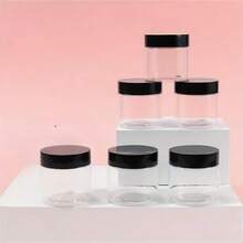 1 个 50 毫升透明罐带黑色盖子，面膜和化妆品广口瓶，面霜和护手霜可再填充容器 - 彩色 - 查看 2